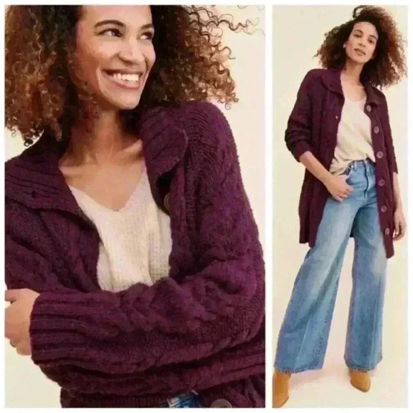 FREE PEOPLE Expresso Cable Long Cardigan - Picture 1 of 7